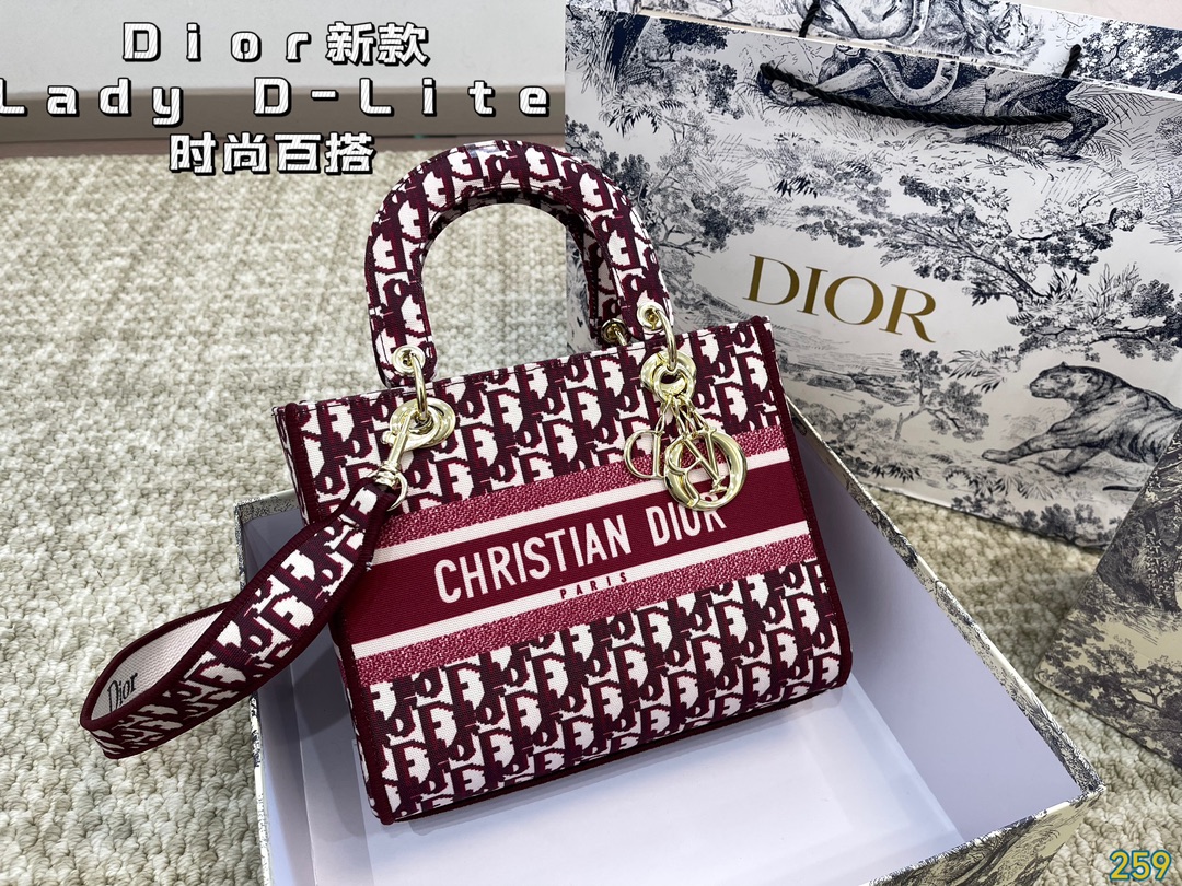 Dior lady D-lite embroidery handbag