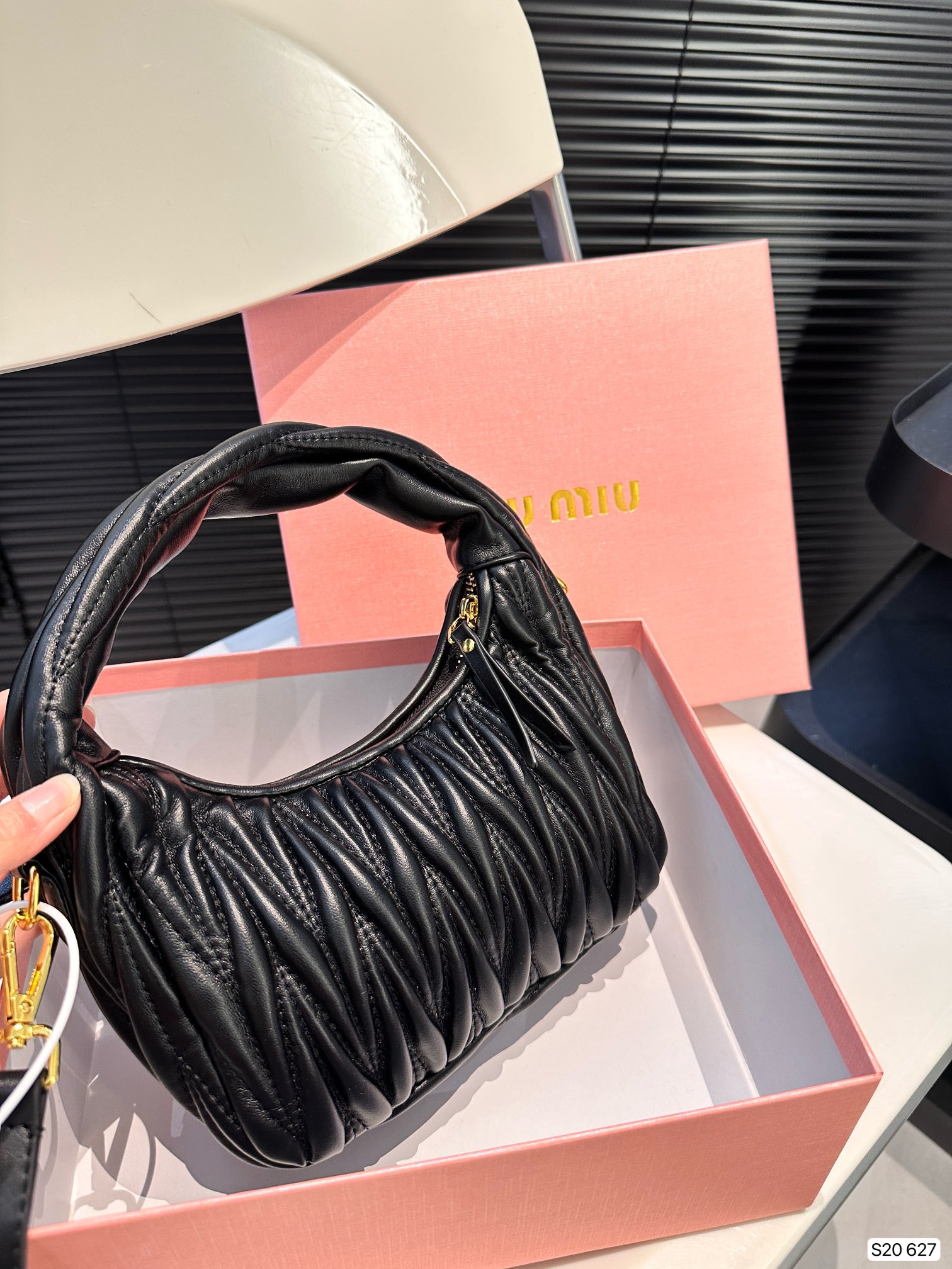 Replica Miu Miu  Small Nappa Leather Wander Top-Handle Bag