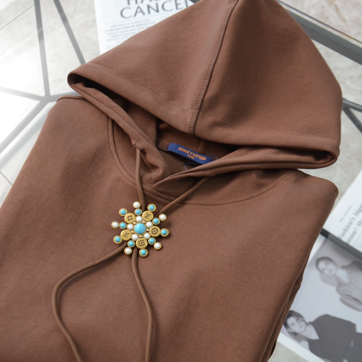 Replica Lv sunflower decorated hoodie