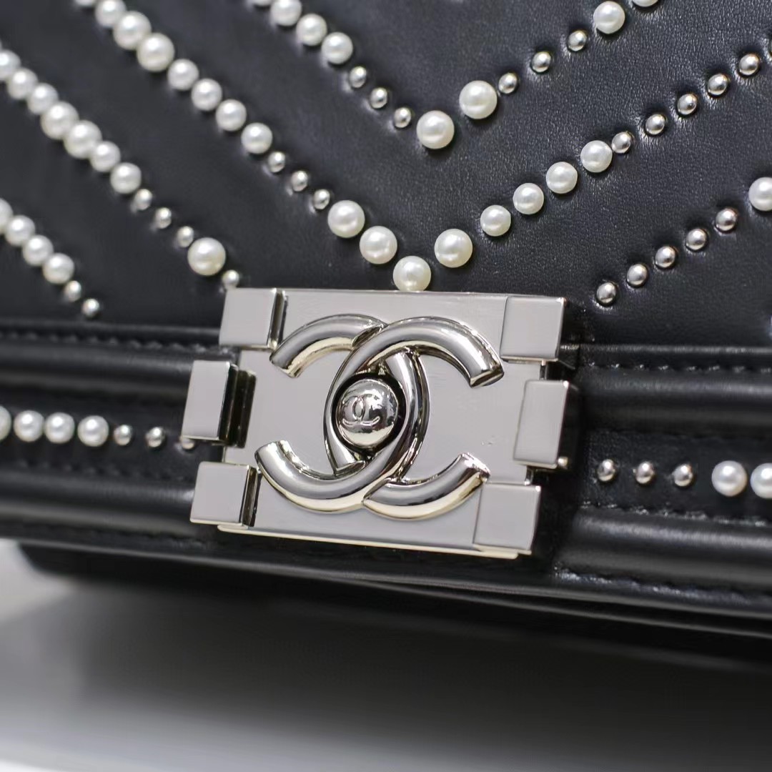 CHANEL 20 Leboy Embroidered Mini Bag with Chevron Pearl