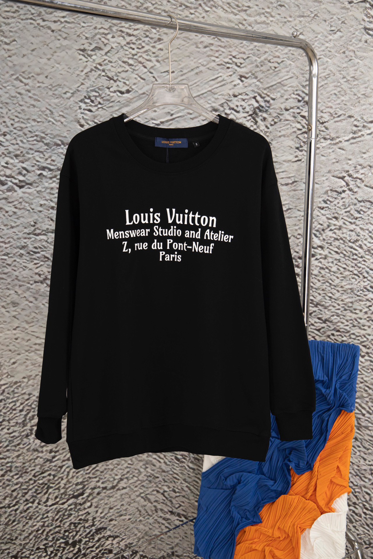 Replica LV large Logo printed crew neck hoodie