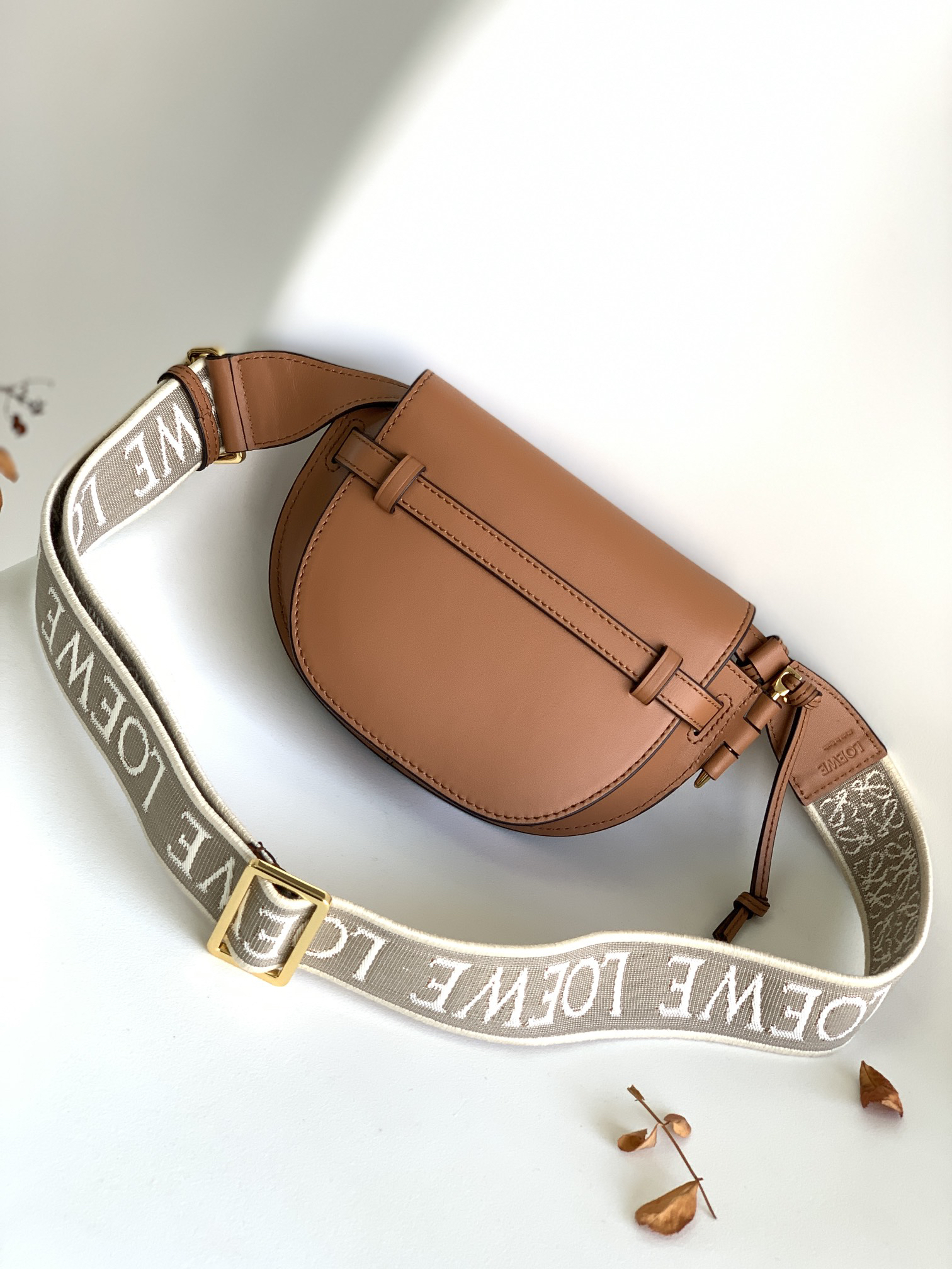 Replica Loewe Women Small Gate Bag in Soft Calfskin and Jacquard-Black