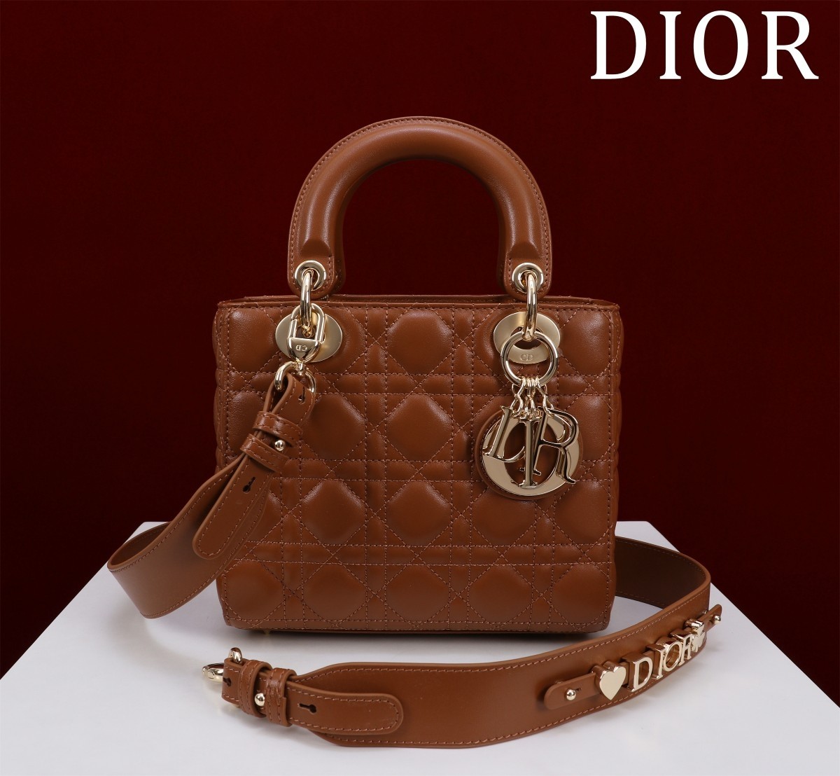 Top Quality Mini Lady Dior Bag Golden Saddle Cannage Lambskin