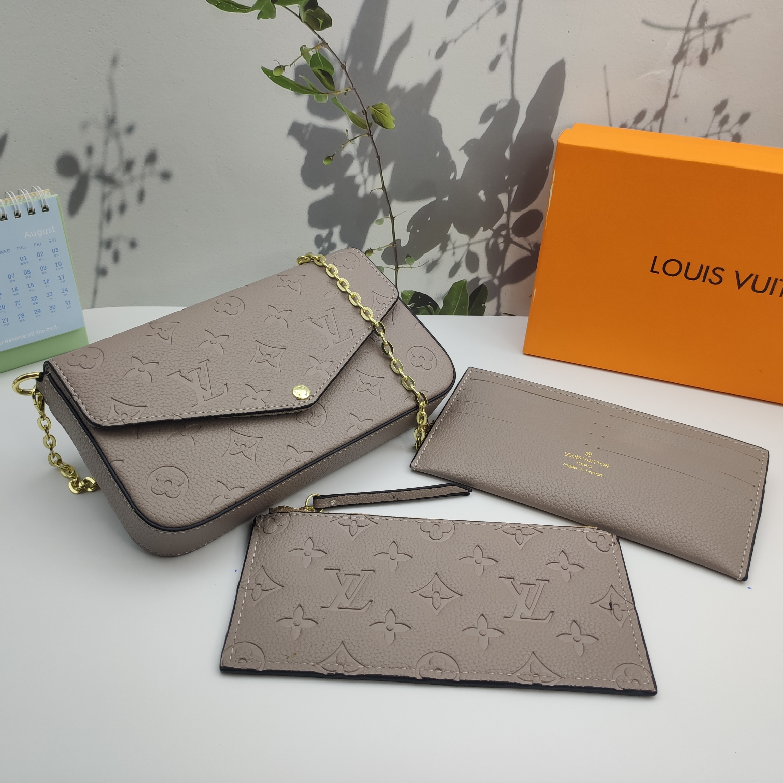 LV Louis Vuitton Félicie Pochette Monogram Canvas Fuchsia Crossbody Bag