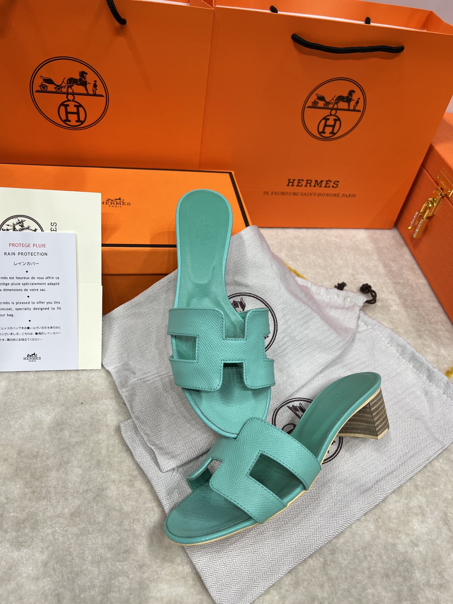 Hermes wooden chunky sandals