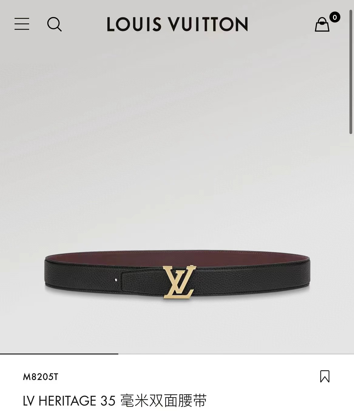 High Quality LV Belts 35MM Real Leather
