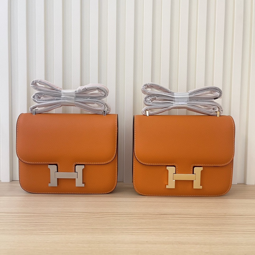 Hermes Women Constance 24 Bag Epsom Leather-Orange/Gold