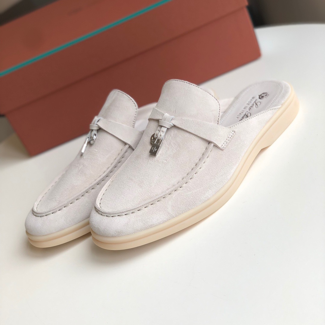 Loro*Piana Women's Slippers LP Leather flat lazy comfortable slip-on Muller sandals