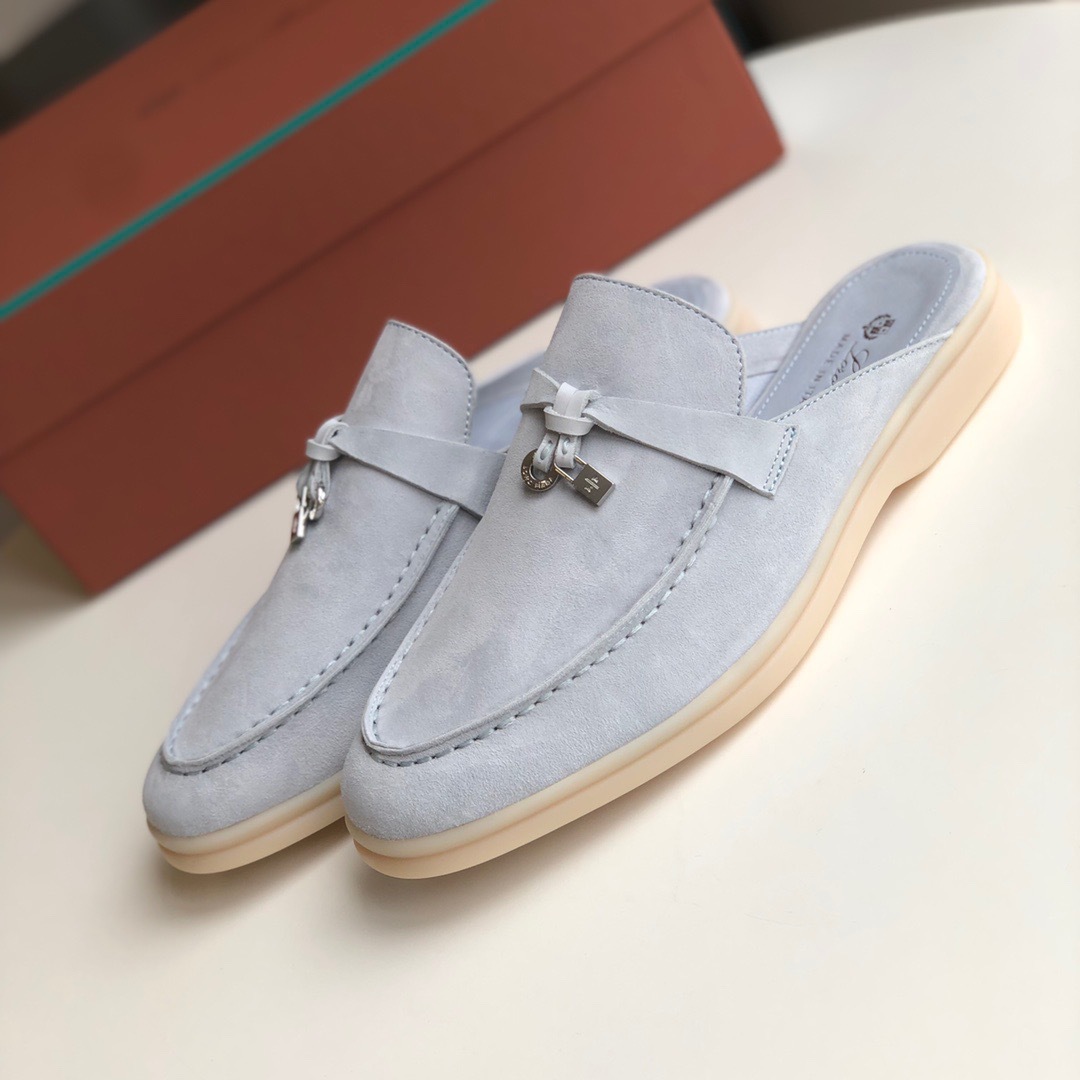 Loro*Piana Women's Slippers LP Leather flat lazy comfortable slip-on Muller sandals