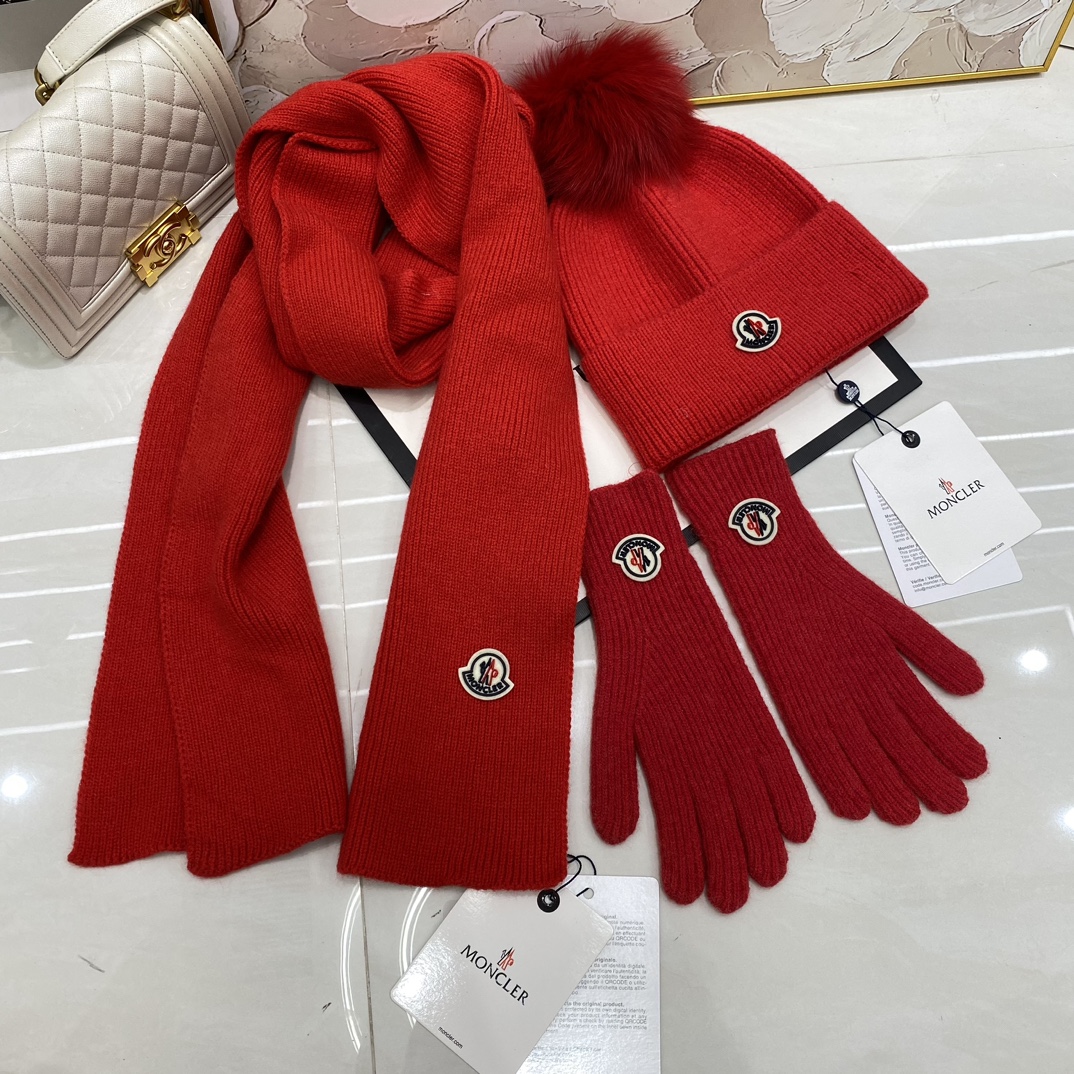 Moncler Three piece set(hat+scarf+glove)