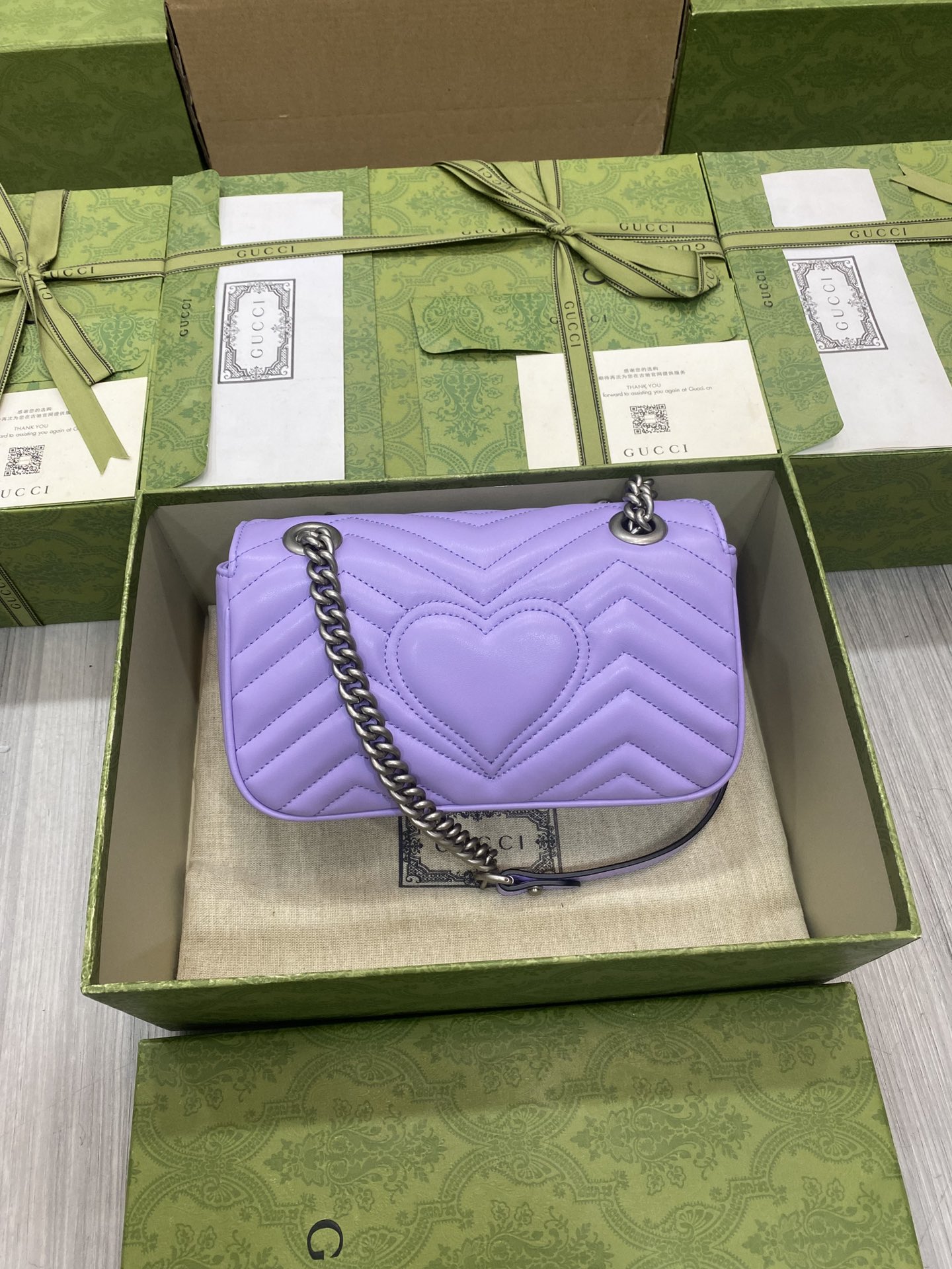 Top version Gucci GG Marmont chain bag Original factory leather