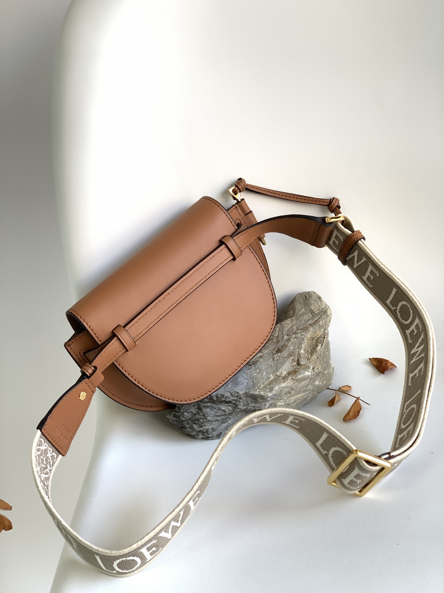 Replica Loewe Women Small Gate Bag in Soft Calfskin and Jacquard-Black