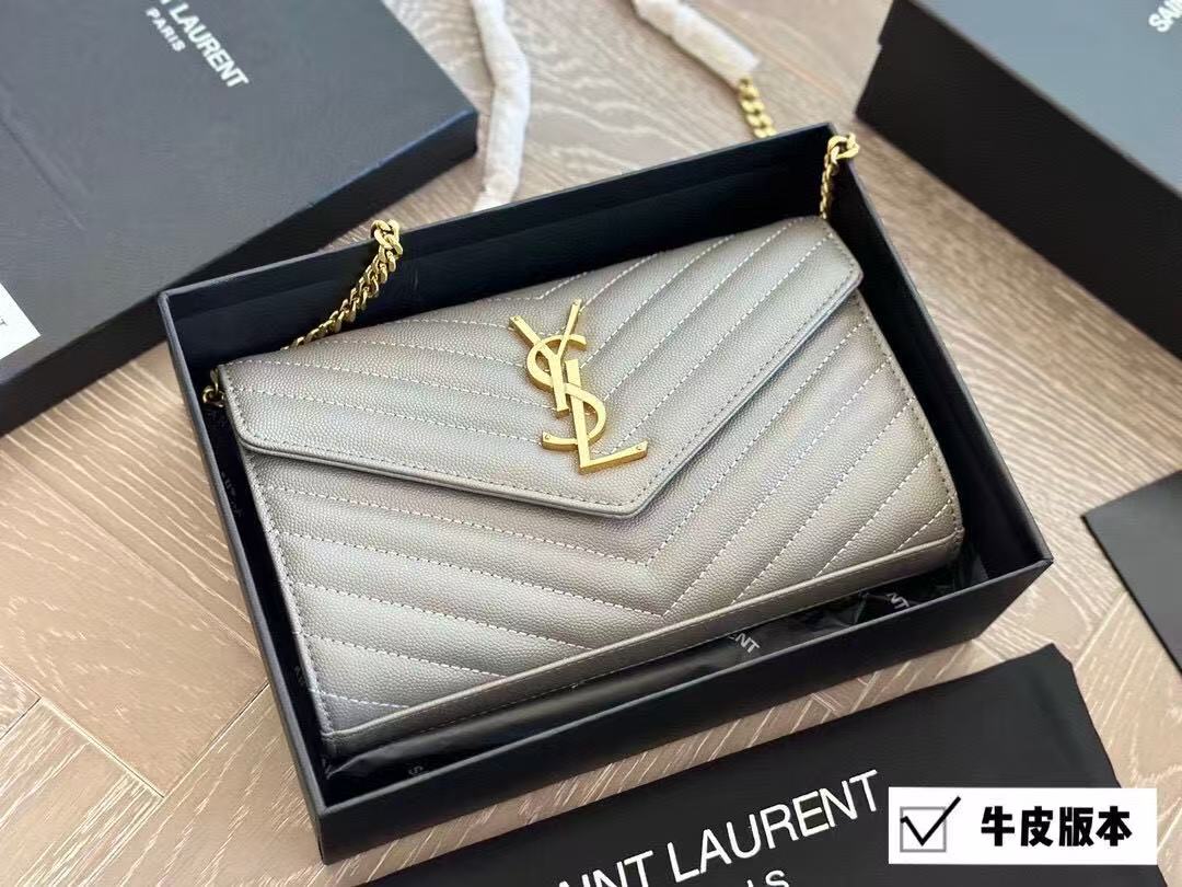 YSL WOC Caviar envelope bag