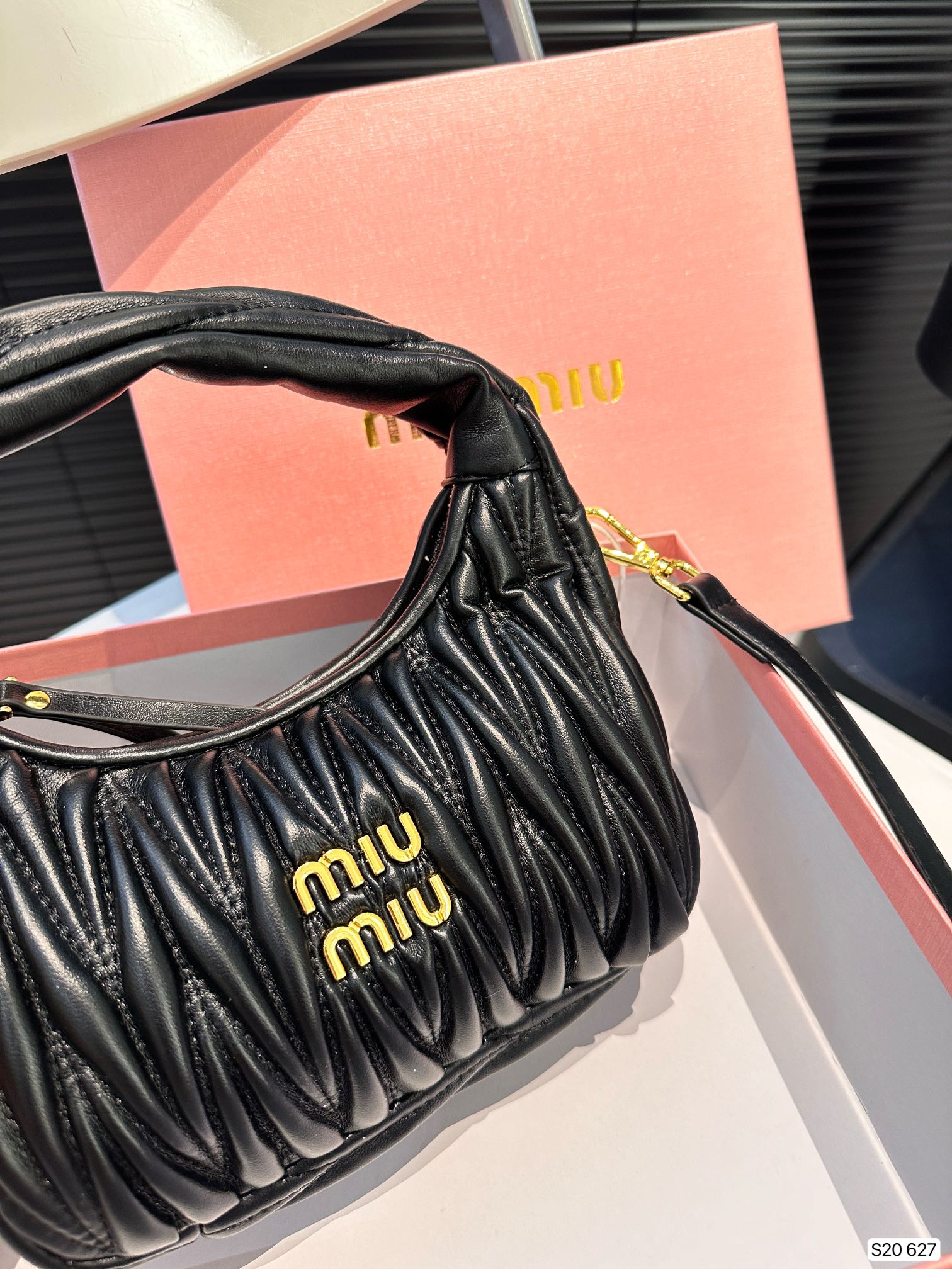 Replica Miu Miu  Small Nappa Leather Wander Top-Handle Bag