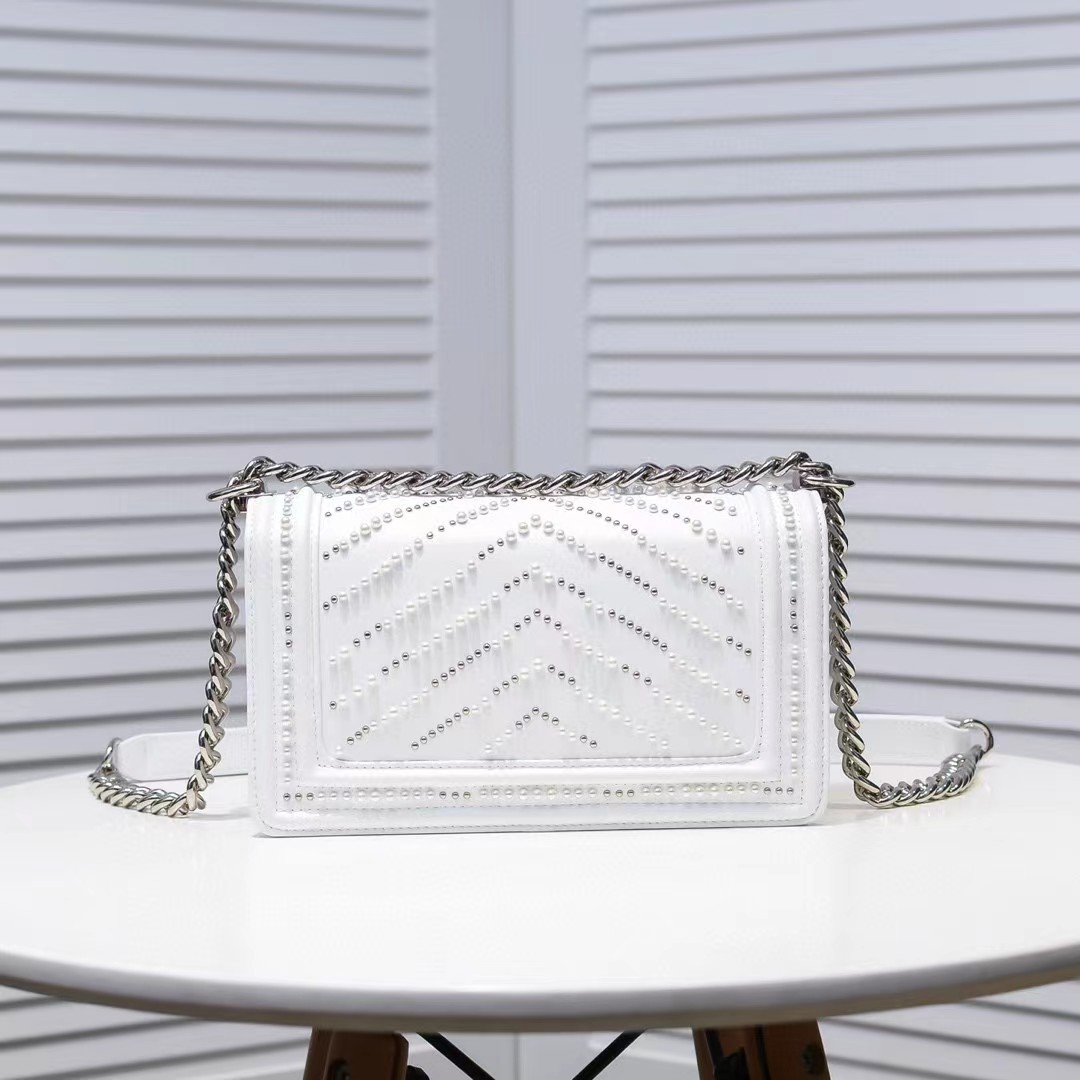 CHANEL 20 Leboy Embroidered Mini Bag with Chevron Pearl
