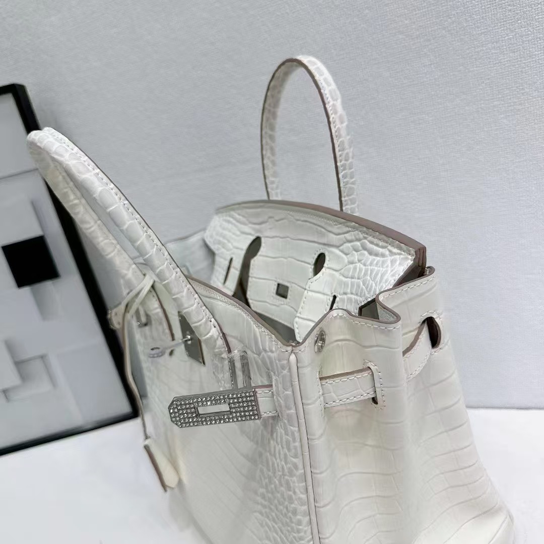 Hermes Platinum Alligator Pattern crossbody bag