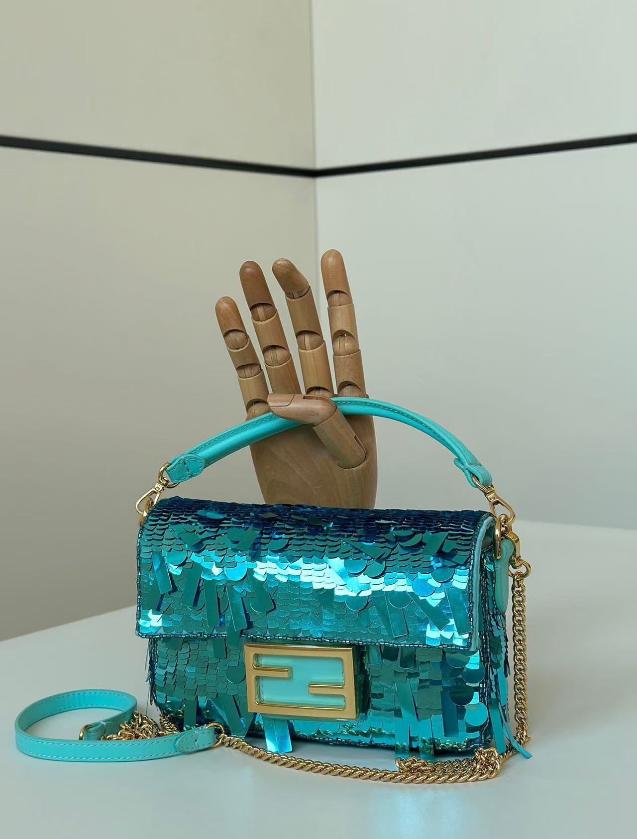 Fendi bead baguette bag hand-sewn