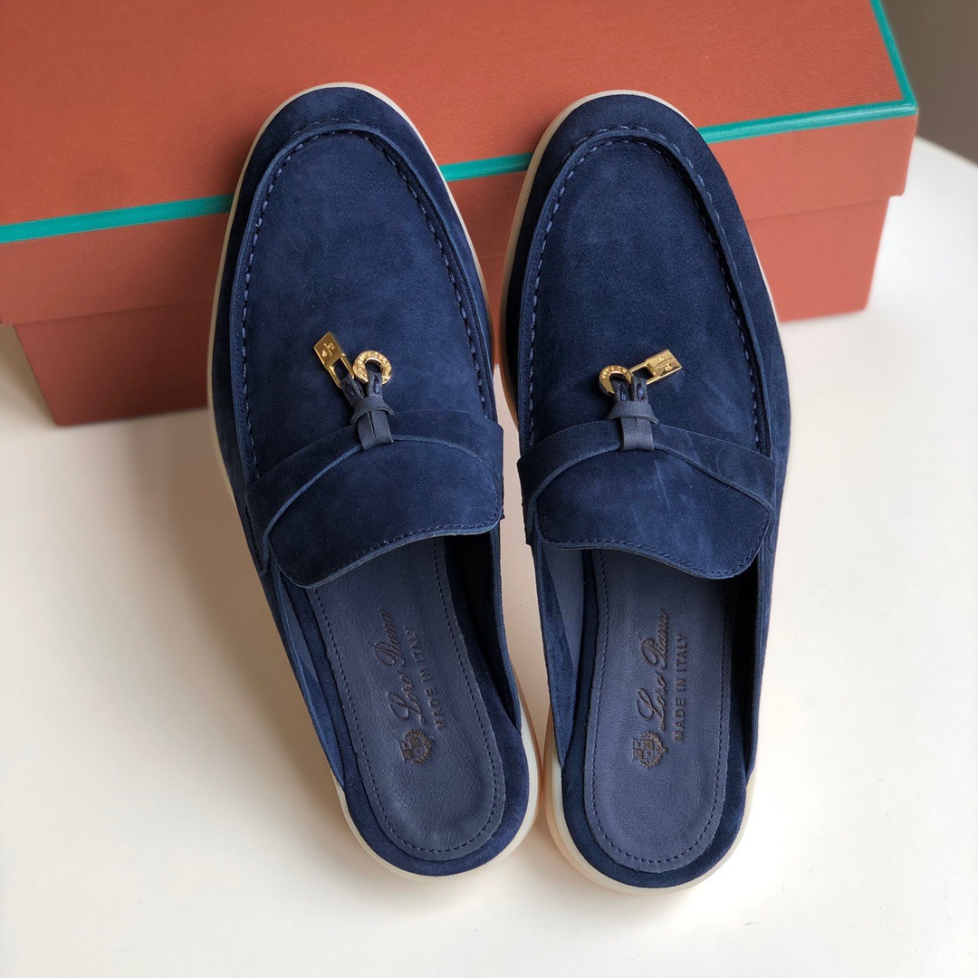 Loro*Piana Women's Slippers LP Leather flat lazy comfortable slip-on Muller sandals