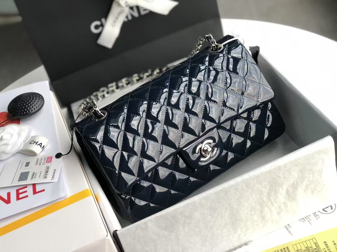 High Chanel classic flap bag Patent leather