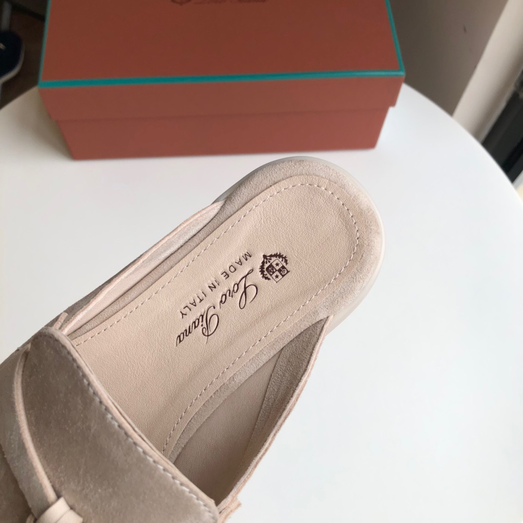 Loro*Piana Women's Slippers LP Leather flat lazy comfortable slip-on Muller sandals