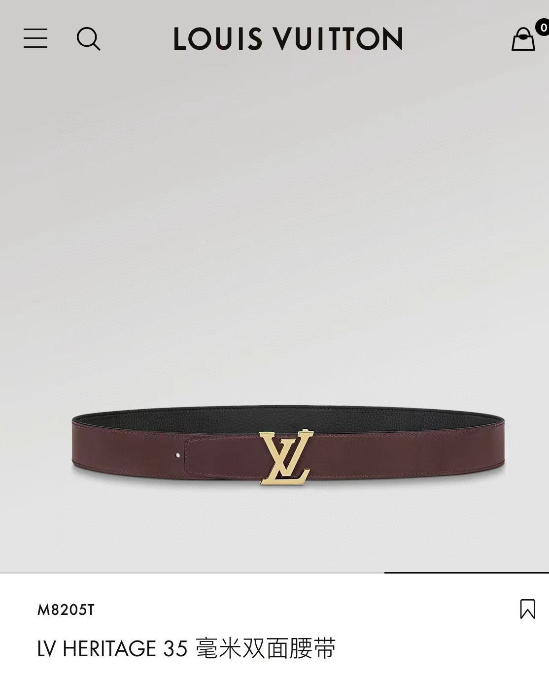 High Quality LV Belts 35MM Real Leather
