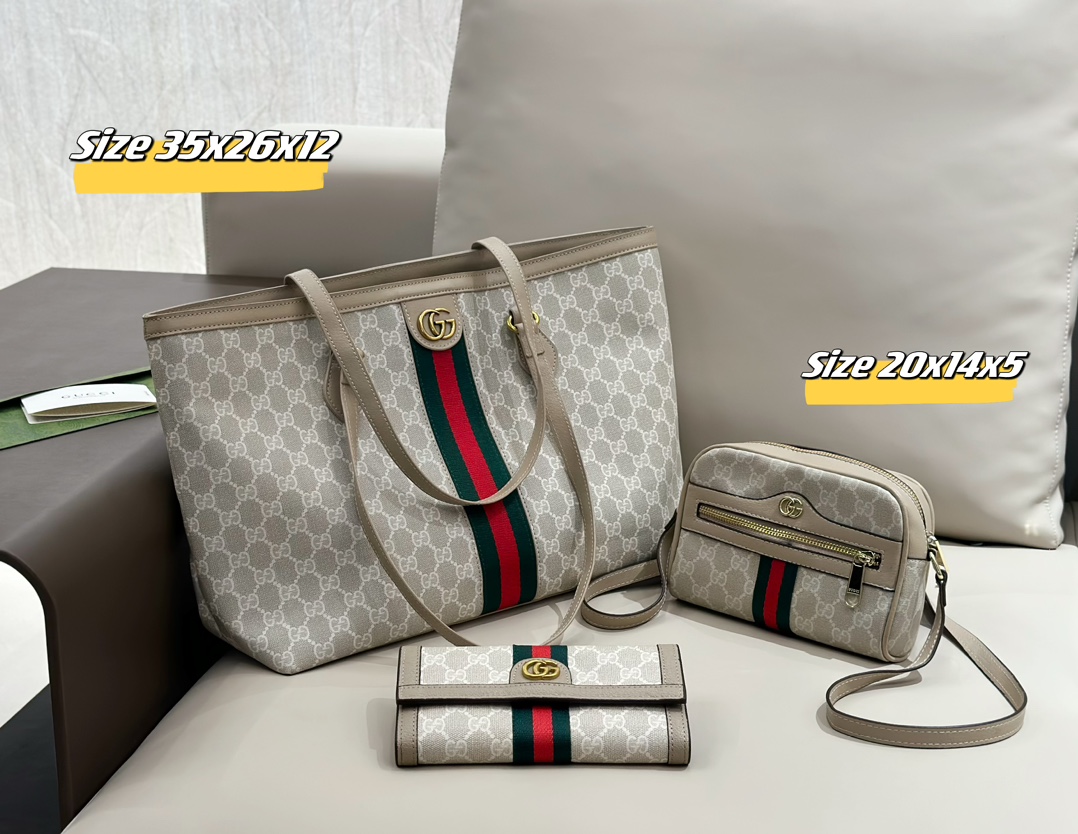 Gucci neverfull totebag three piece set