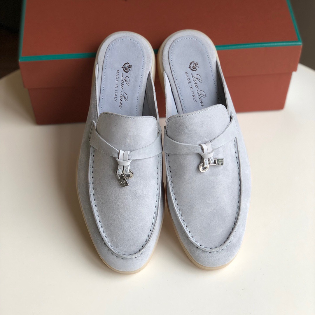 Loro*Piana Women's Slippers LP Leather flat lazy comfortable slip-on Muller sandals