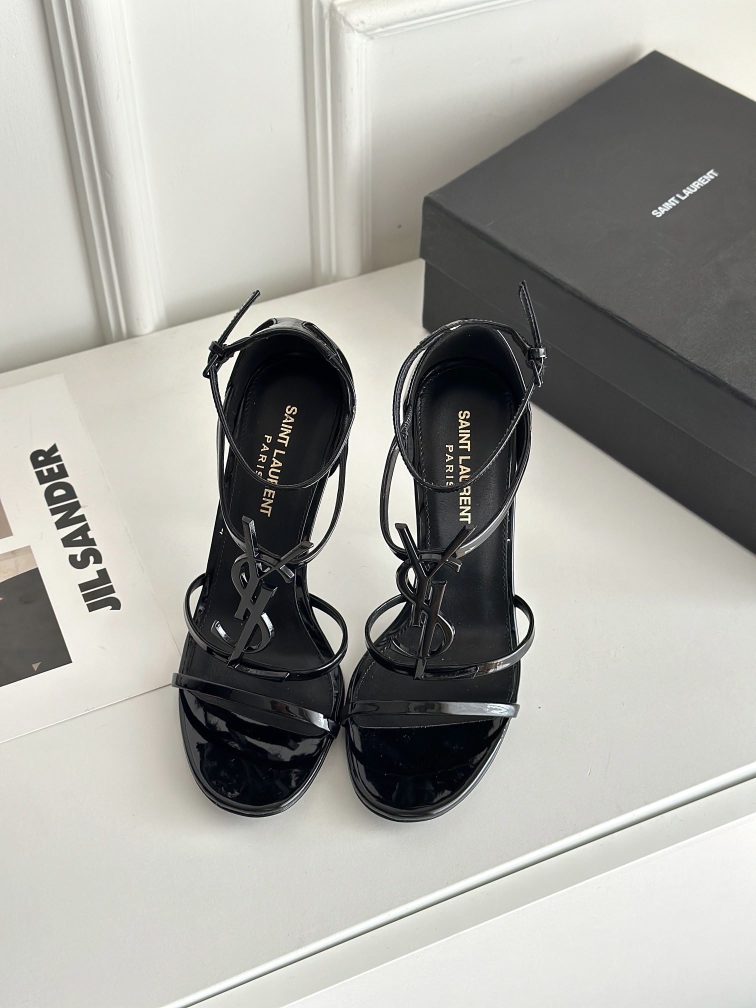 SAINT LAURENT LOGO high-heeled sandals