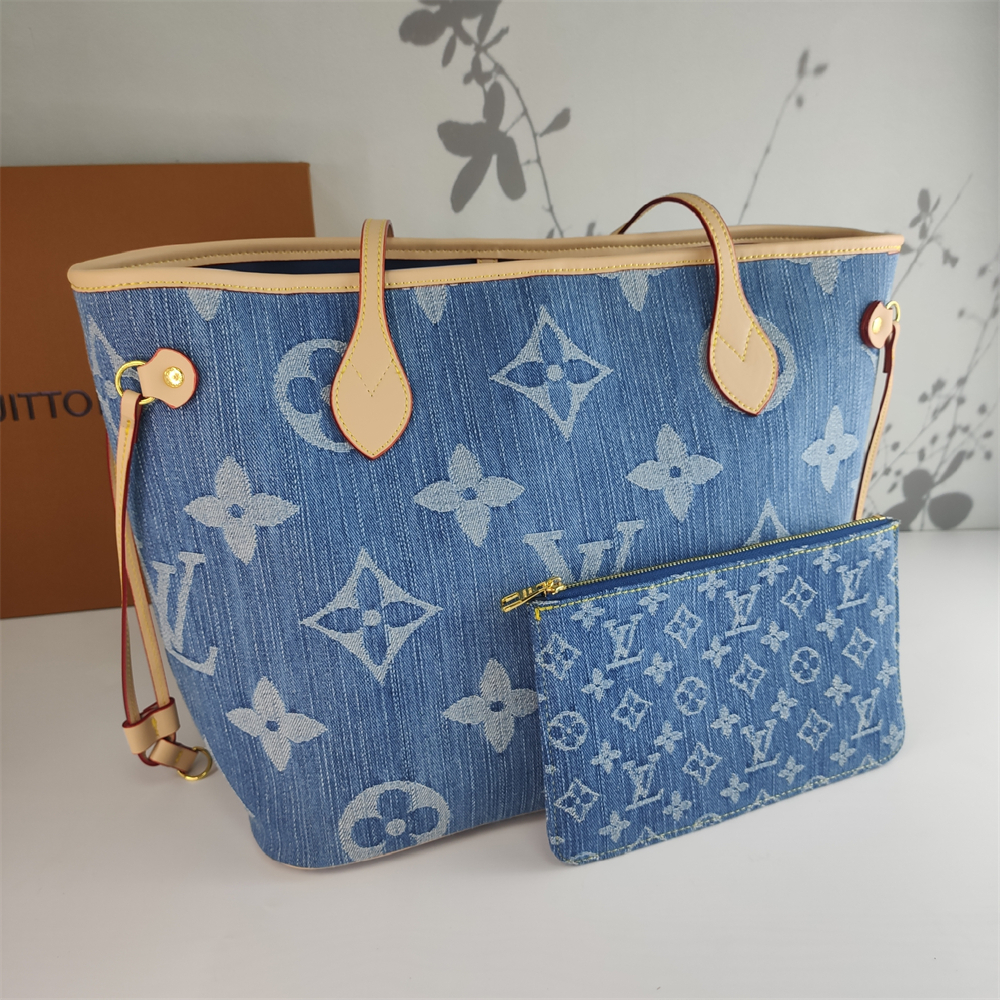 Replica Louis Vuitton denim Canvas Large Neverfull Tote Bag