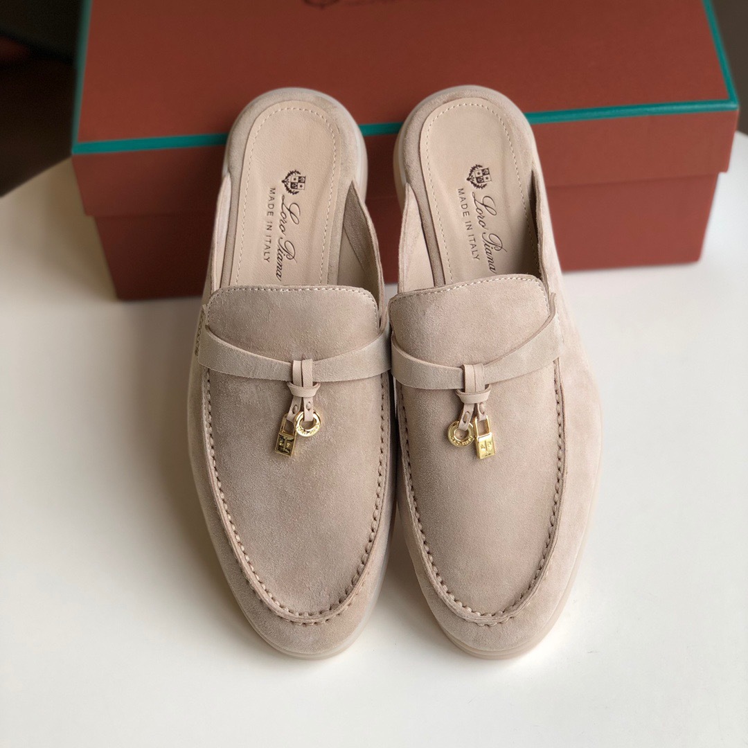 Loro*Piana Women's Slippers LP Leather flat lazy comfortable slip-on Muller sandals