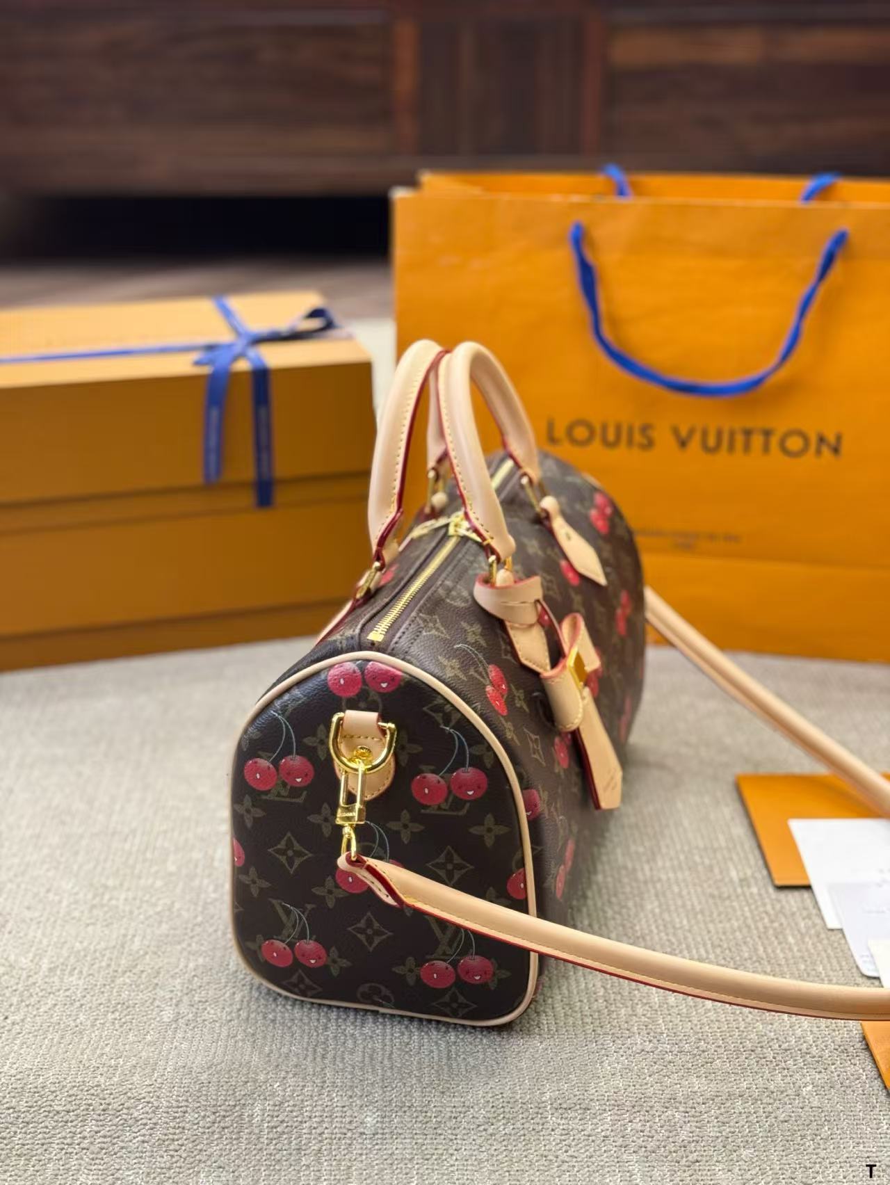 Louis Vuitton Speedy Cherry Print pillow bag