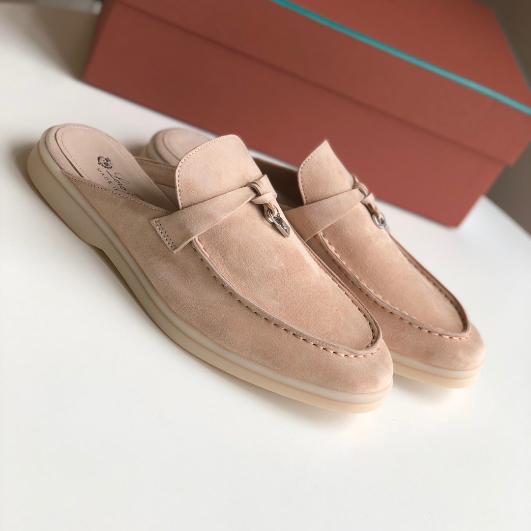 Loro*Piana Women's Slippers LP Leather flat lazy comfortable slip-on Muller sandals