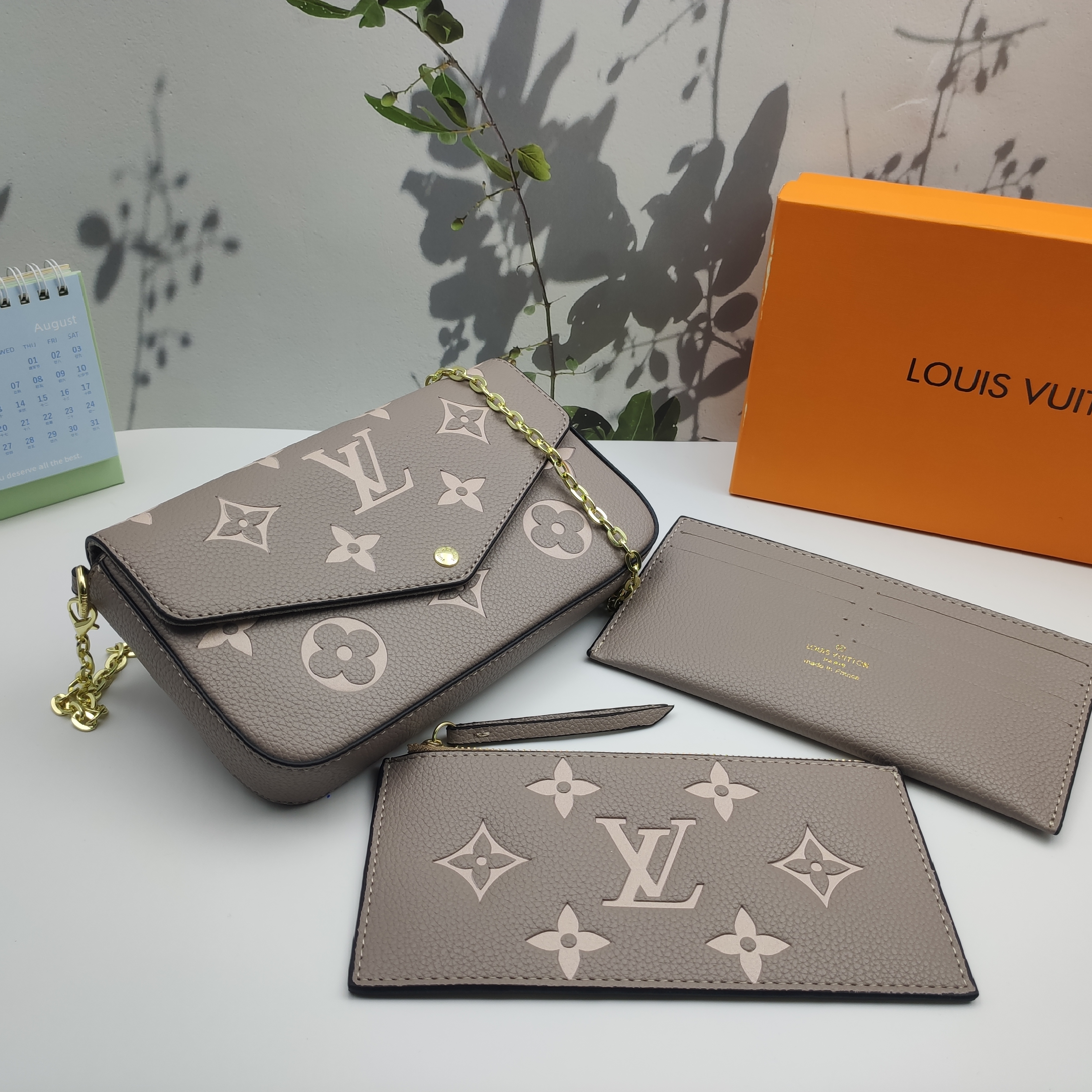 LV Louis Vuitton Félicie Pochette Monogram Canvas Fuchsia Crossbody Bag