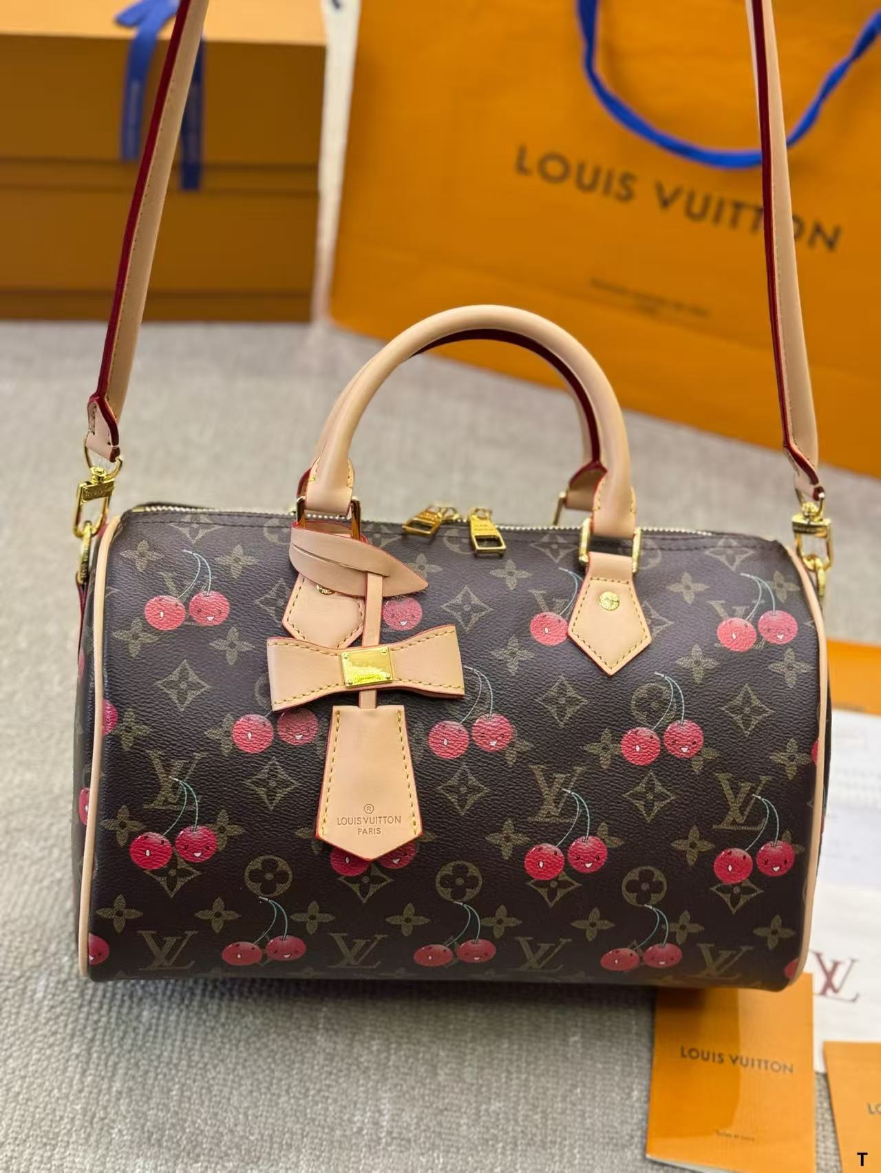 Louis Vuitton Speedy Cherry Print pillow bag