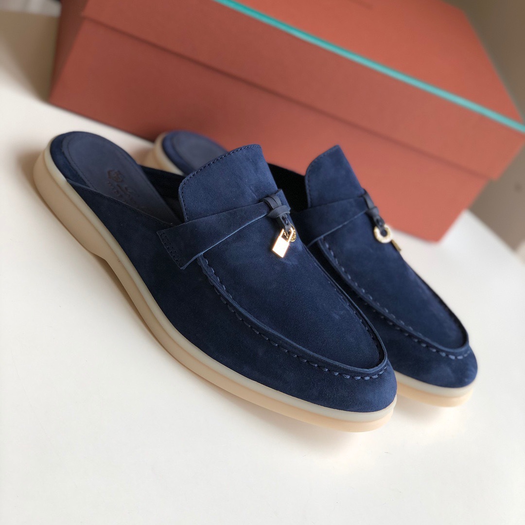 Loro*Piana Women's Slippers LP Leather flat lazy comfortable slip-on Muller sandals