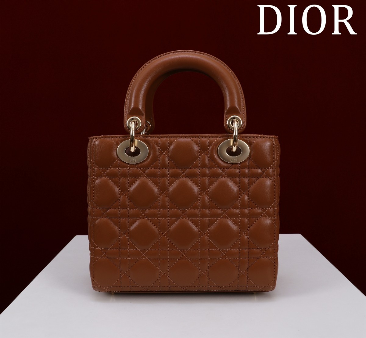 Top Quality Mini Lady Dior Bag Golden Saddle Cannage Lambskin