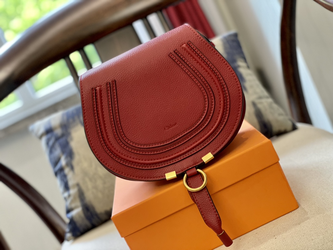 Replica CHLOE'   MARCIE Marcie Small leather shoulder bag with logo engraving