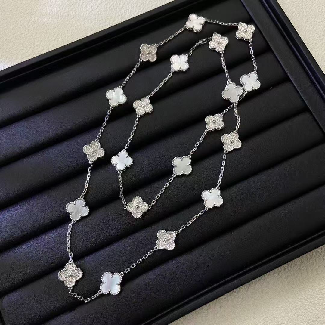 VAC Van Cleef & Arpels Full Diamond * White Fritillary 20-flower necklace