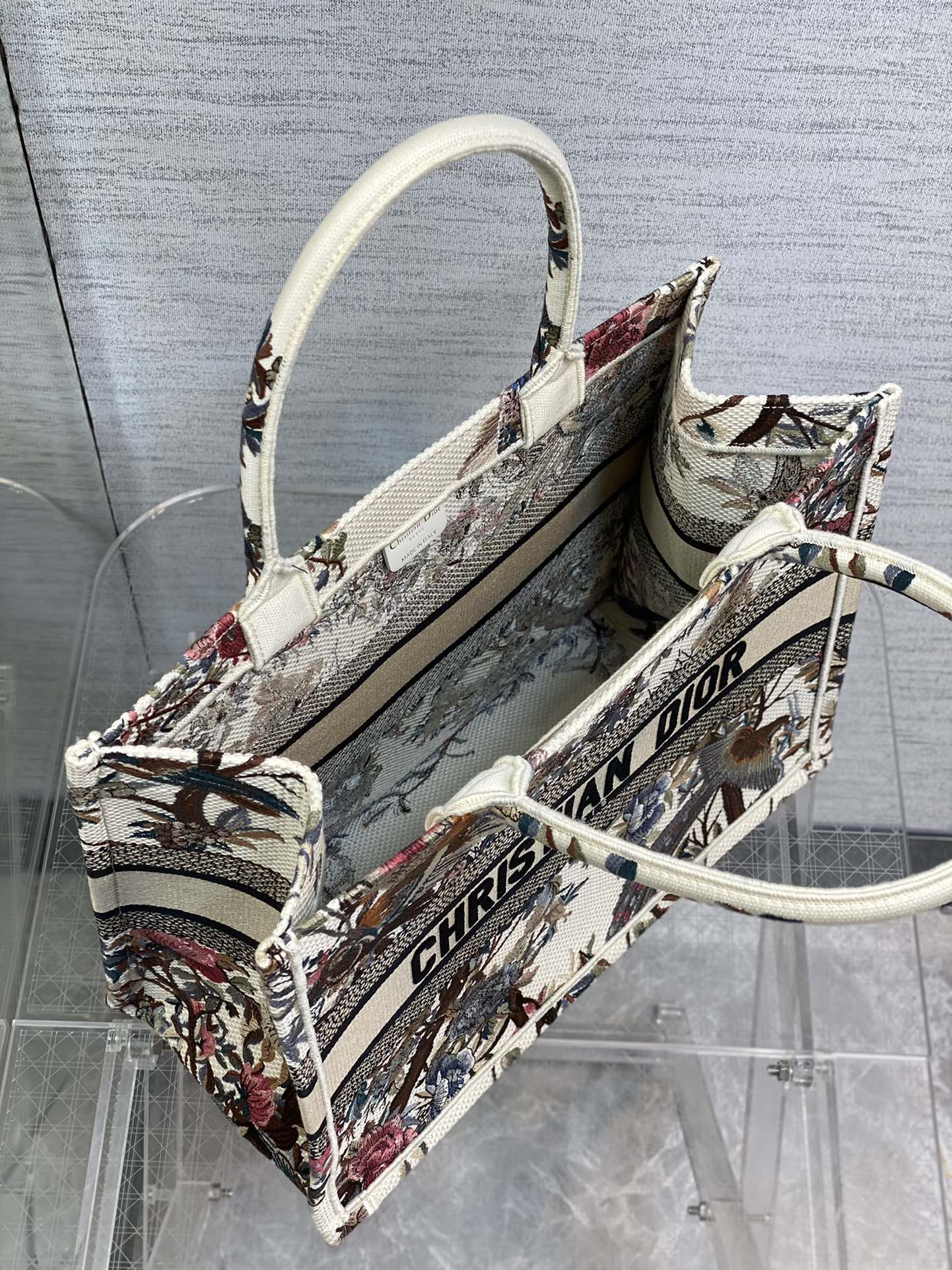 Replica Dior  Canvas Embroidered Medium Jardin D'Hiver Book Tote Bag