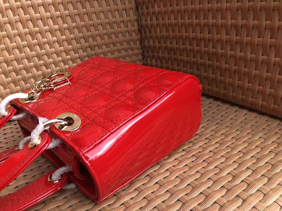 Dior red patent leather Diana bag