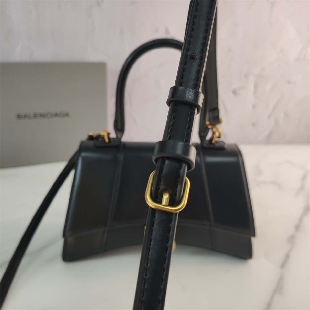 Balenciaga Black Croc Embossed Leather Hourglass Handle Bag