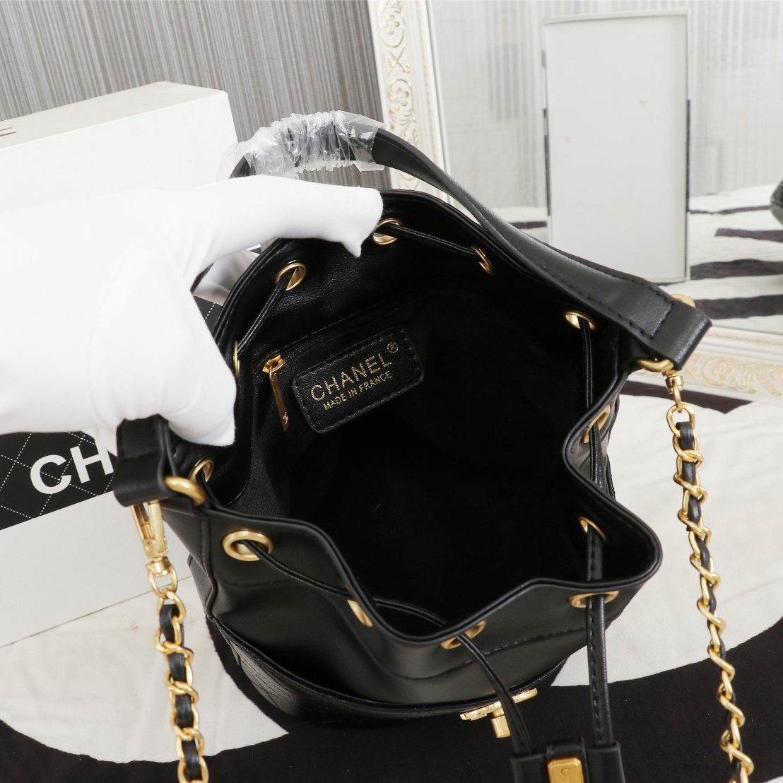 Chanel bucket crossbody bag