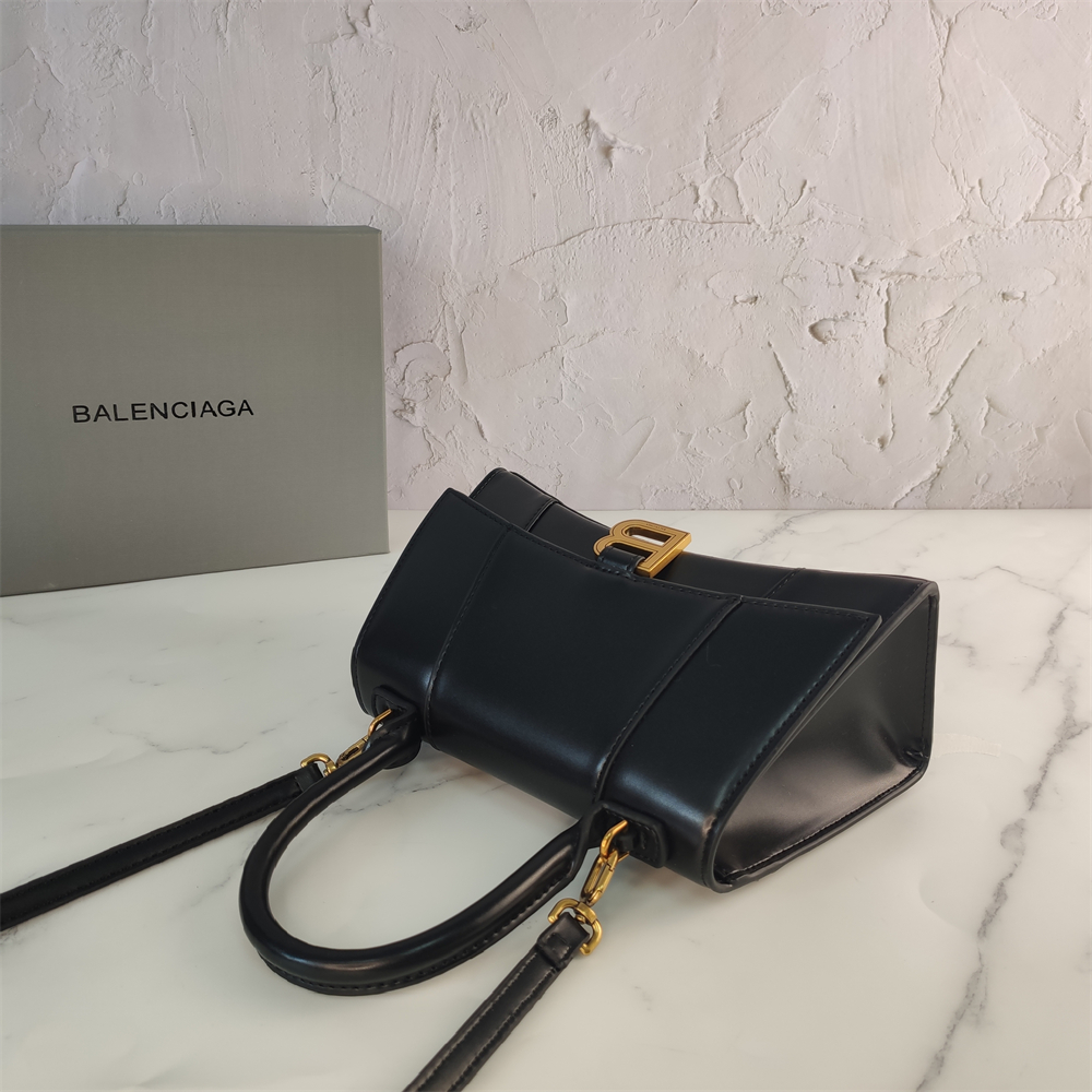 Balenciaga Black Croc Embossed Leather Hourglass Handle Bag
