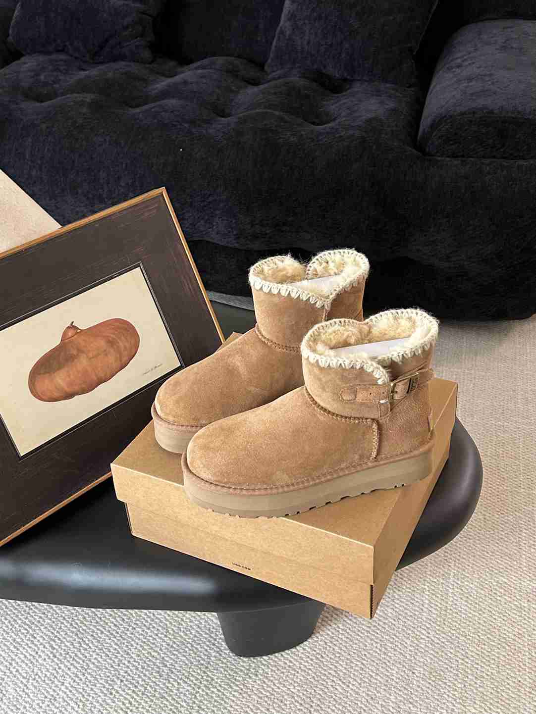 High Quality Women's Genuine Suede Pull on Boot Fuzzy Boots