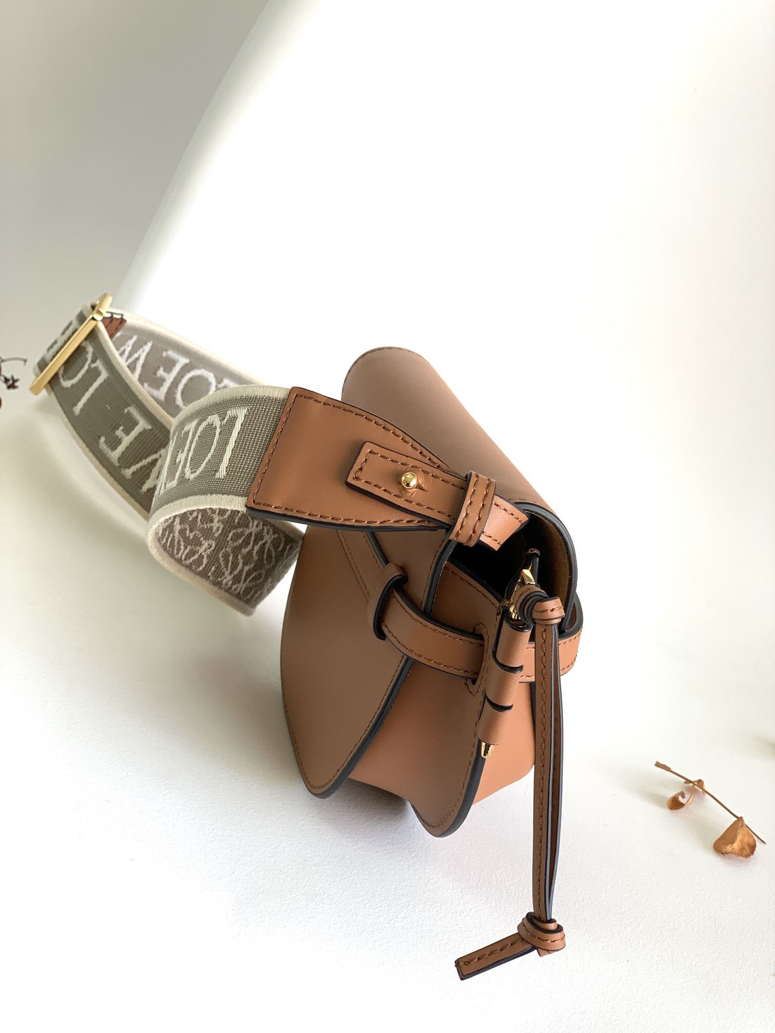 Replica Loewe Women Small Gate Bag in Soft Calfskin and Jacquard-Black