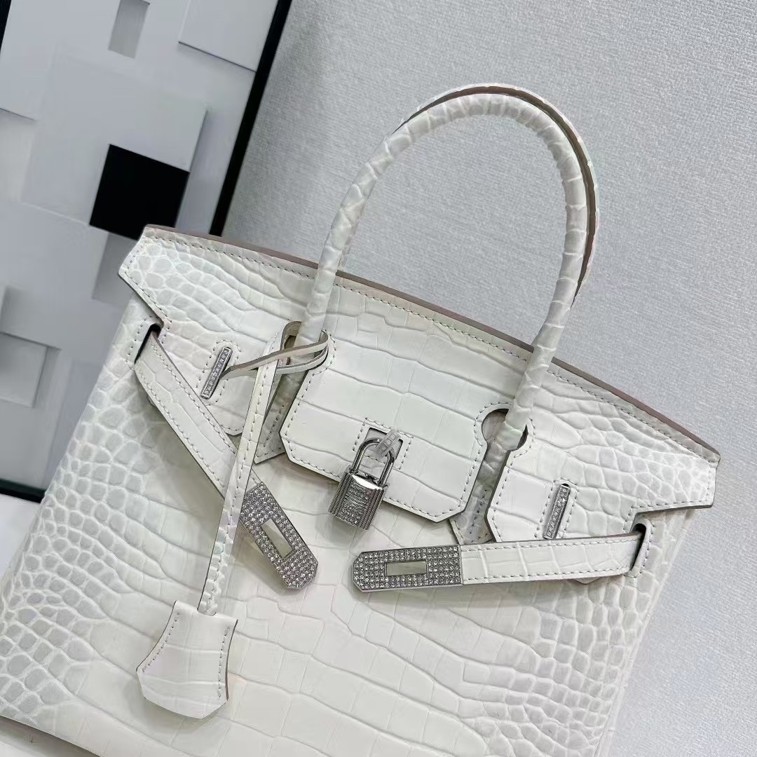 Hermes Platinum Alligator Pattern crossbody bag