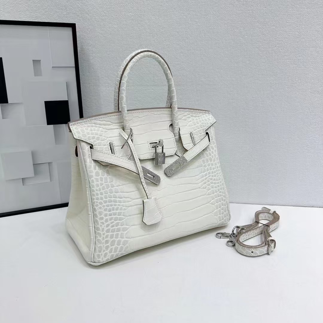 Hermes Platinum Alligator Pattern crossbody bag