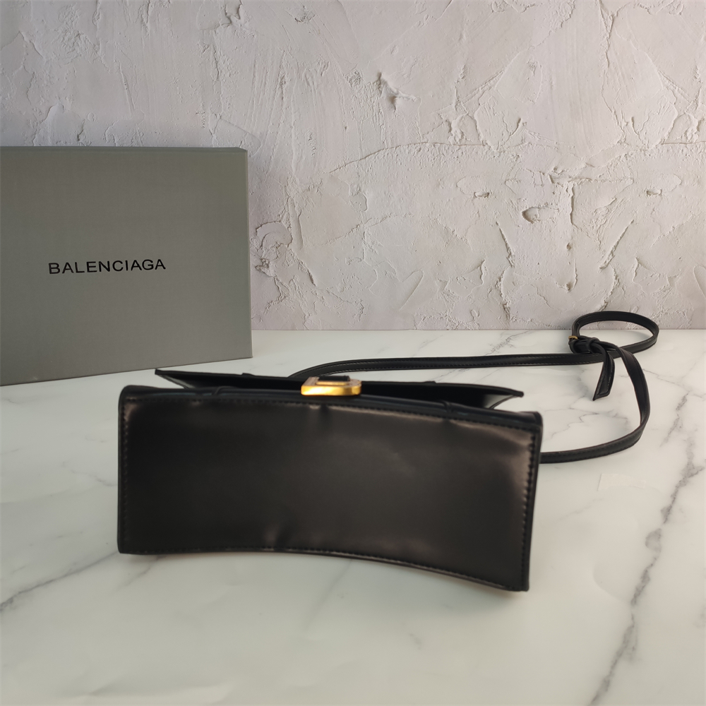 Balenciaga Black Croc Embossed Leather Hourglass Handle Bag