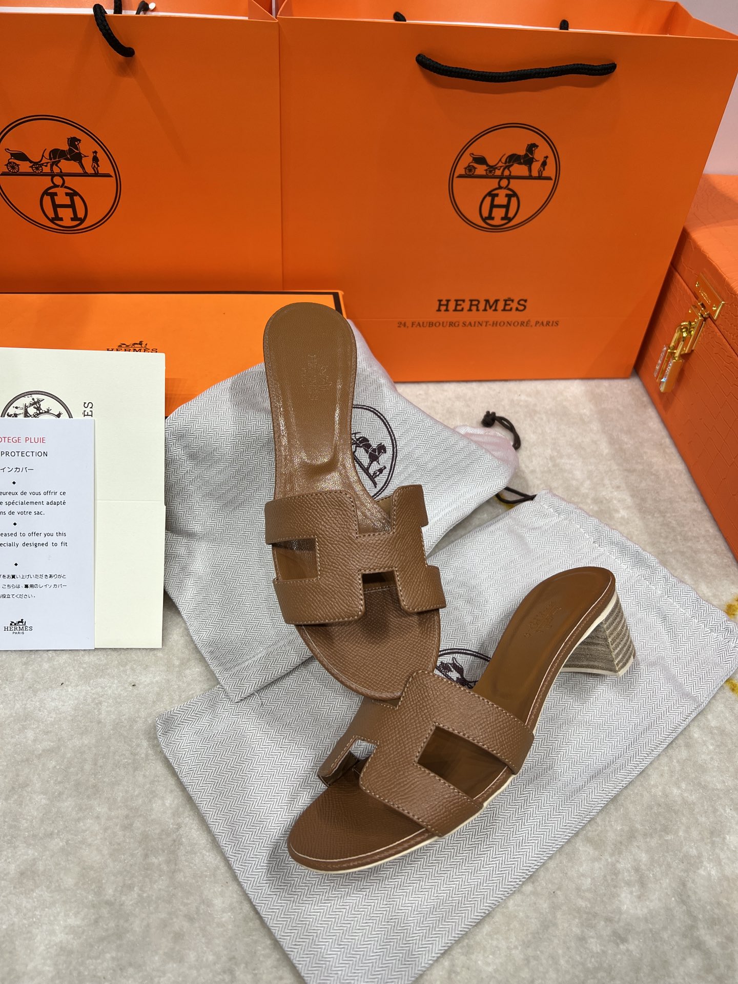 Hermes wooden chunky sandals