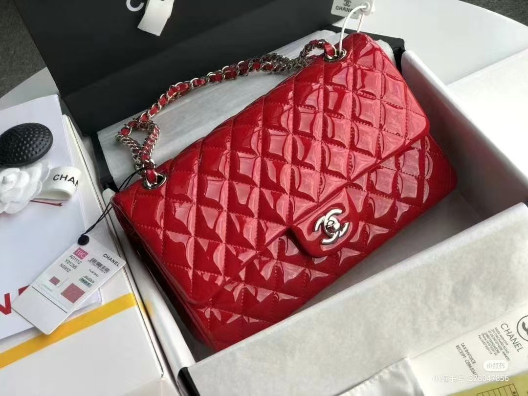 High Chanel classic flap bag Patent leather